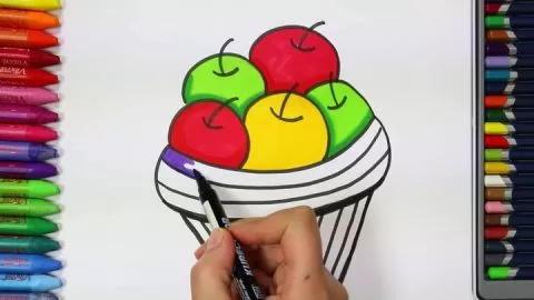 Elma Sepeti Nasıl Çizilir - Çizelim Boyayalım