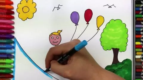 Çocuk Ve Balon Nasıl Çizilir - Çizelim Boyayalım